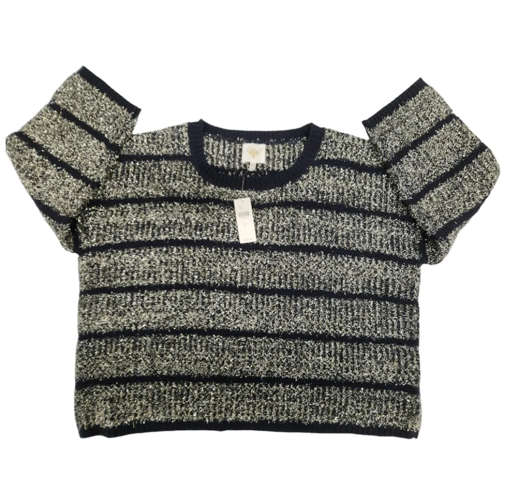 NWT nthropologie HWR‎ Tinsel Striped Sweater SIZE LARGE